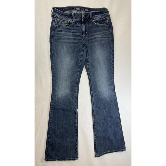 American Eagle Kick Boot Jeans Women’s Size 4 Blue Low Rise Stretch Y2K Denim - Picture 1 of 12